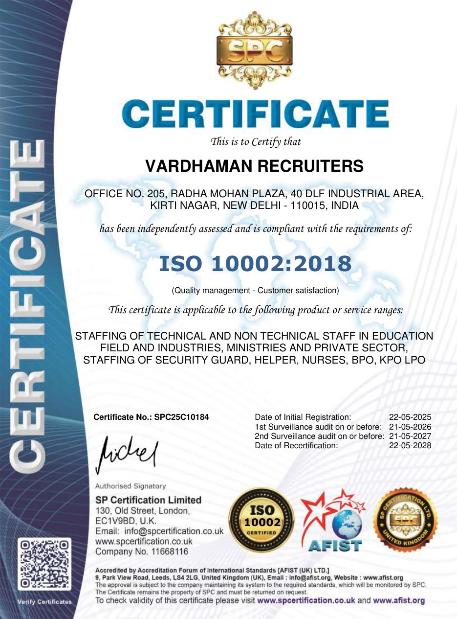 ISO 10002:2018 Certificate